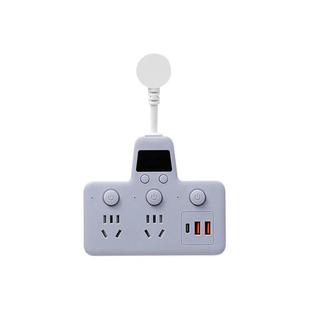 公年16A插座转换器大功率多功能多孔USB插排时钟显示办公宿舍插板