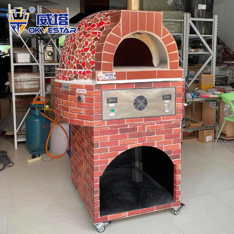 商用火山石不锈钢热风循环披萨炉果木柴火燃气西餐厅户外窑烤炉