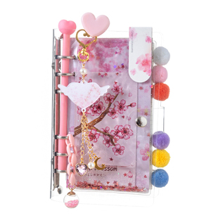 梦幻樱花流沙手账本简约ins风少女可爱活页可拆卸网红手帐本套装