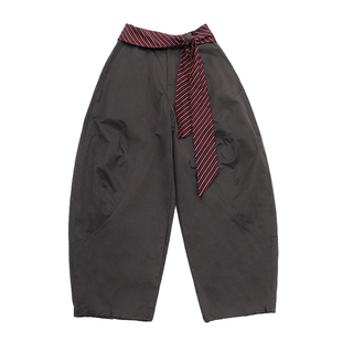 VCR STUDIO 松弛感绑带榉木色弯刀西装阔腿裤美式复古百搭休闲裤