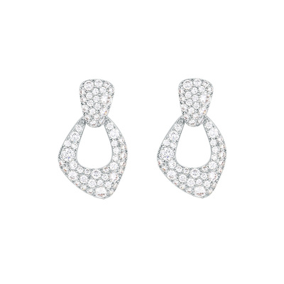 一撇一捺YPYN人造水晶耳钉女超闪