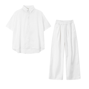 潮牌儿童白衬衫套装演出服女童爵士舞表演服t台走秀街舞嘻哈潮装