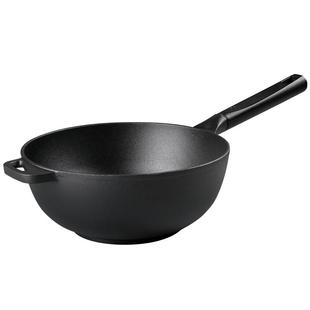 九铸聚油大肚锅铸铁锅小炒锅加深无涂层不粘锅燃气灶电磁炉生铁锅