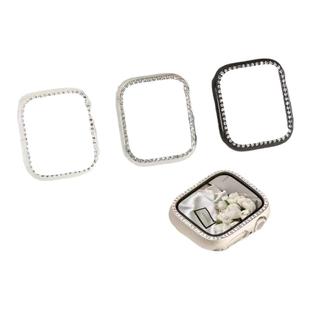 适用Apple Watch9手表保护壳闪钻S9苹果8镶钻se2边框壳iwatch3/4/5/6/7/SE代bling半包硬壳38/45mm女带钻表壳
