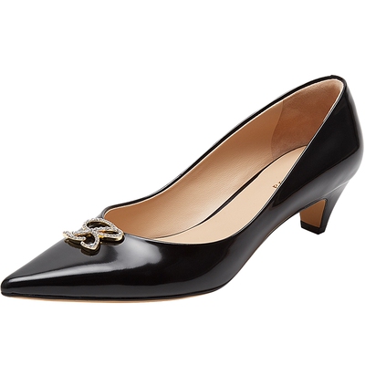 莱尔斯丹奥莱尖头中跟饰扣女单鞋