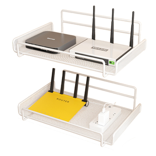 路由器置物架免打孔挂墙壁挂式光猫机顶盒wifi双层墙上固定小支架