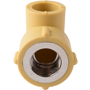 锦财PPR水管配件内外丝螺纹接头20弯头三通阀门开关黄色家装管件