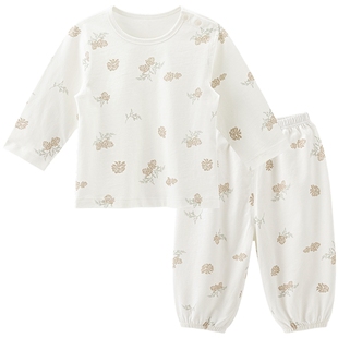 男女宝宝纯棉内衣套装春夏季薄款长袖空调服婴儿童分体家居服无骨