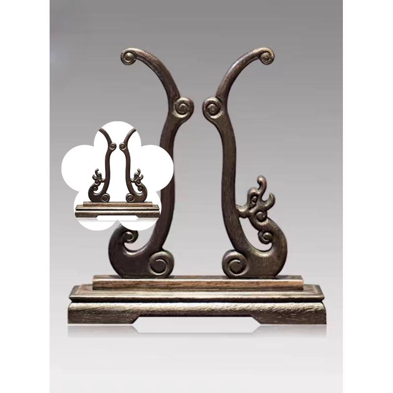 鸡翅木宫扇扇架团扇扇子底座扇子摆件展示架扇托可调拆卸扇子配件