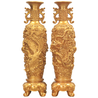 落地龙凤花瓶摆件一对装饰摆件