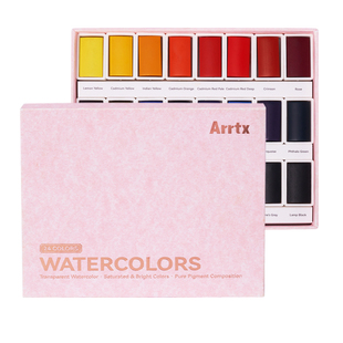 Arrtx阿泰诗固体水彩颜料套装24色 固体水彩画彩绘 颜料盘手绘水粉颜料水彩套装初中生专用色粉盘