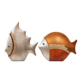 欧式陶瓷摆件高档创意摆设客厅装饰品情侣鱼电视柜酒柜玄关工艺品