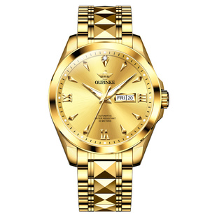 24k全金色天然真钻进口机芯手表男士全自动机械表商务钨钢正品牌