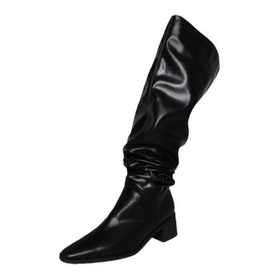 褶皱堆堆靴长靴粗跟高跟骑士靴女