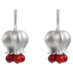 《酒杯风铃》花朵耳环小众设计感2025年新款高级感银色耳钉女