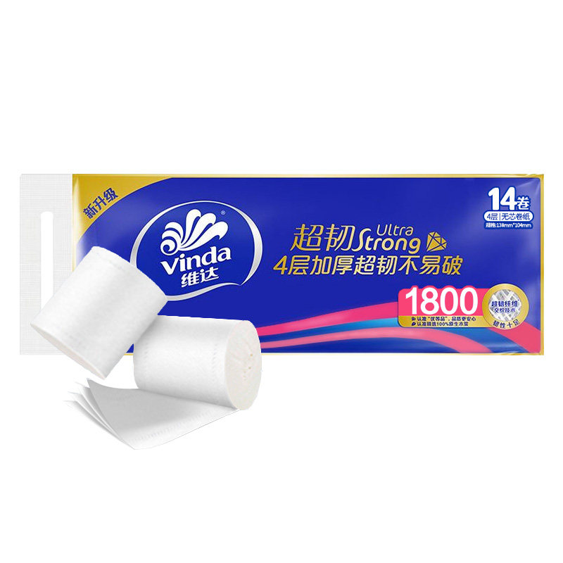 维达超韧无芯4层1800克卷纸