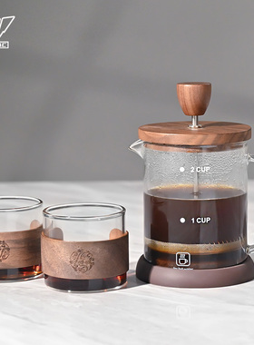 咖啡法压壶 手冲家用过滤杯煮咖啡泡茶过滤器玻璃滤压壶双层滤网