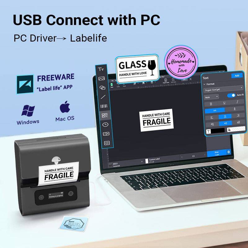 phomemo标签打印机商用蓝牙条码智能打印机便捷打印机式办公热敏