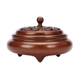 紫铜＜如意香薰炉＞家用室内茶桌香炉仿古宣德炉烧香盘香炉高档
