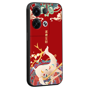 昊淘适用于opporeno8pro手机壳reon8荷花图案pgam10巨好看PGAM10软Ren08莲开富贵Ren08pro逐鹿生财reno8黑边