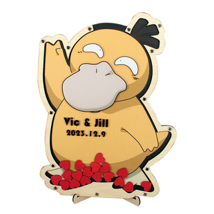 可爱卡通可达鸭定制签名板结婚礼庆备婚好物互动神器签到框本簿册