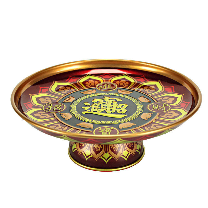 合金佛前供盘水果盘供佛用品贡盘观音财神爷招财莲花佛具托盘供奉