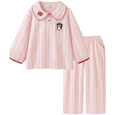 睡衣女款甜美娃娃领纯棉长袖套装