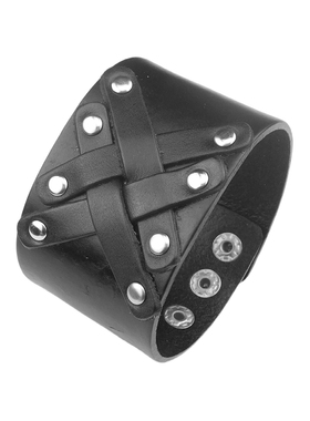 新创意交叉编织黑色牛皮朋克手链