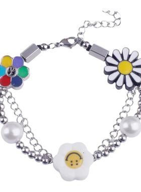 雏菊太阳花钛钢不掉色嘻哈手链