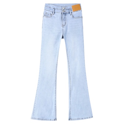 微喇牛仔裤女新款显瘦浅色喇叭裤