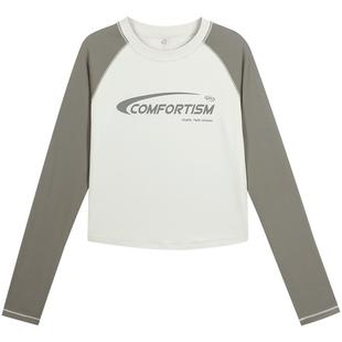 VfU新裸感运动上衣女小个子美式插肩圆领T恤跑步健身瑜伽春秋长袖