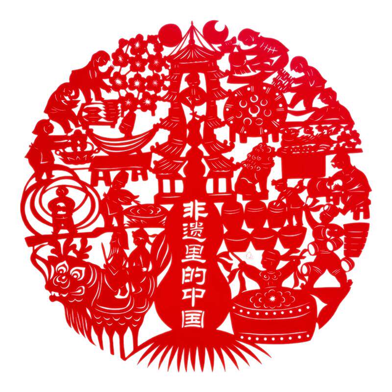 非遗民俗剪纸玻璃贴背胶自粘非遗里的中国传统民俗劳作窗花玻璃贴