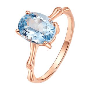 ILCO尤珂「竹节序曲」18k金海蓝宝戒指宝石复古天然彩宝镶嵌女戒