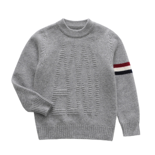 男童羊绒衫灰色打底毛衣洋气新潮男孩羊毛衫红白蓝条纹中大童