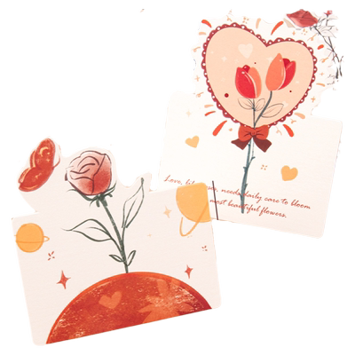 3D立体玫瑰贺卡送老师小卡片手写