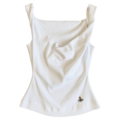 PPQ/2026春季新款土星刺绣荡领修身辣妹风纯欲风一字肩无袖T恤女