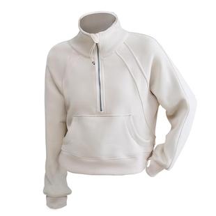 半拉链短款立领卫衣女加绒秋冬款小个子瑜伽服运动外套跑步健身服