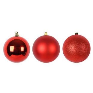 节庆氛围装饰球红色亮面哑光闪粉塑胶圆球吊球空中吊顶装饰挂件