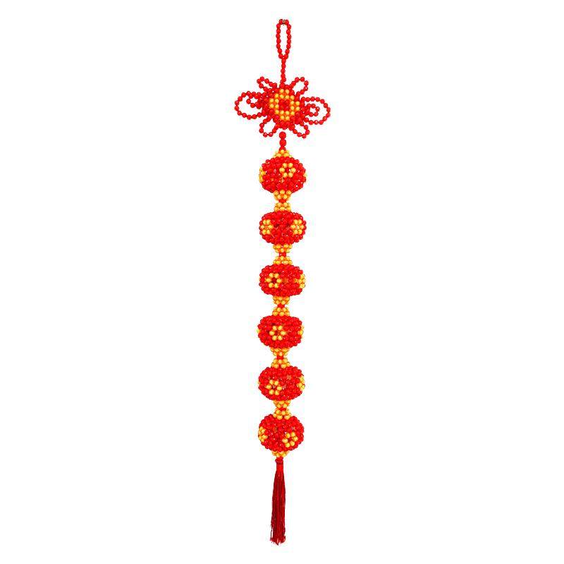 手工串珠吉祥灯笼客厅红色中国结装饰挂件中式新年工艺品饰品成品