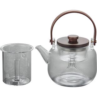 容山堂双内胆玻璃烧水壶蒸汽煮茶壶蒸茶器大号泡茶电陶炉套装木盖