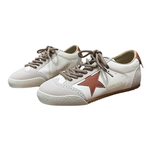 韩版复古风星星小脏鞋女2026春季新款真皮系带低帮板鞋百搭休闲鞋