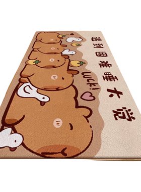 卡通小熊天鹅绒加厚保暖床边毯