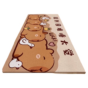 卡通可爱小熊天鹅绒床边毯卧室加绒保暖长条地毯加厚飘窗地垫