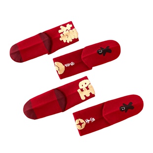 儿童袜子男童秋冬长绒棉红色高筒棉袜本命年男女孩冬天新年大红袜