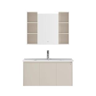 九牧小牧实木法式浴室柜奶油风陶瓷一体盆智能镜收纳洗漱台0800