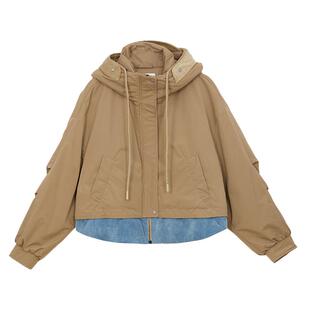 谜底连帽羽绒服女冬拼接式冲锋夹克回归乡野宽松鸭绒服244MY1537