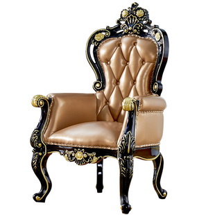 欧式餐椅美式别墅大堂展示高背椅新古典休闲椅酒店接待洽谈沙发椅