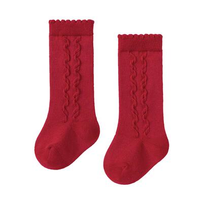 babylove宝宝长筒袜春秋护腿过膝袜红色袜子满月周岁婴儿高筒袜