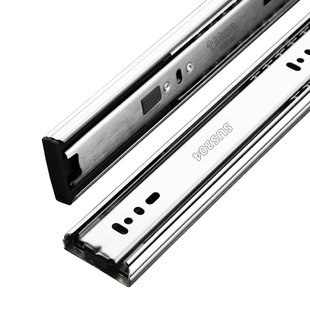 百隆轨道纯正304不锈钢滑轨双行程同步抽屉导轨橱柜阻尼缓冲滑轨