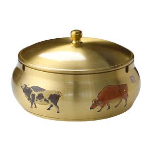 苏氏陶瓷 茶具配件 纯铜烟灰缸带盖防飞灰防尘烟缸